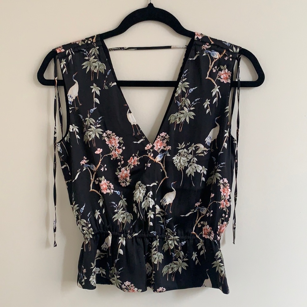 Satin Ruched Cropped Peplum Top - XS